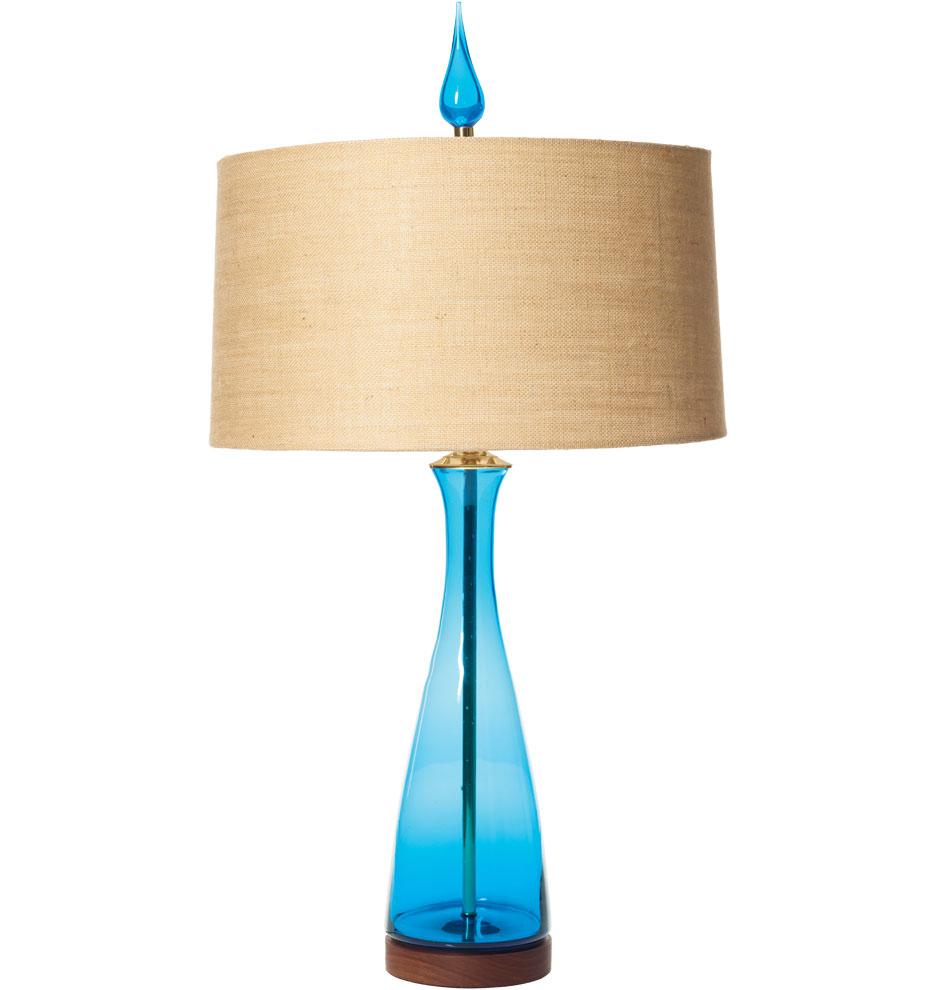 Blenko Handblown Turquoise Carafe Table Lamp by Rejuvination