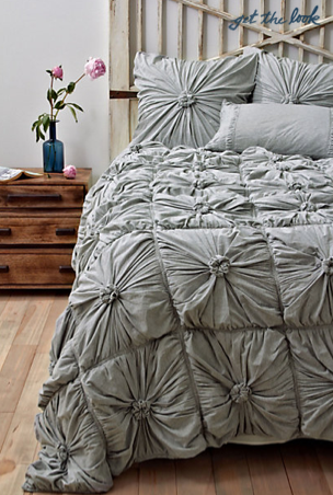 Rosette Quilt in Light Grey, Anthropologie