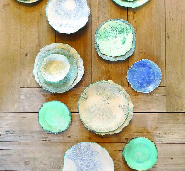 Handmade Ceramic Collection with Lace Design, Cottage Coastal