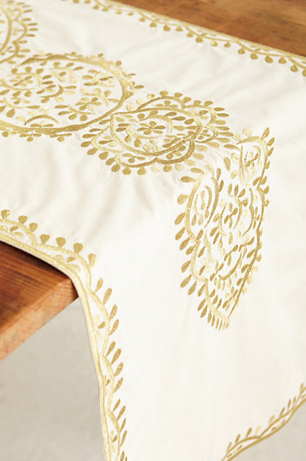 Gold-Embroidered Table Runner, Anthropologie