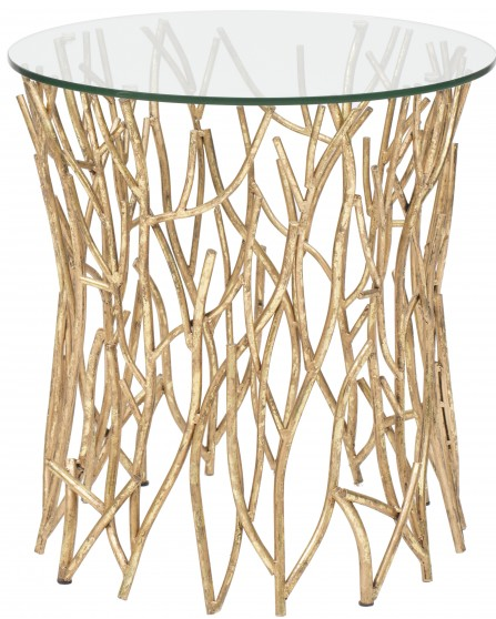 Italian Gold Round Iron Twig Table, High Fashion Home