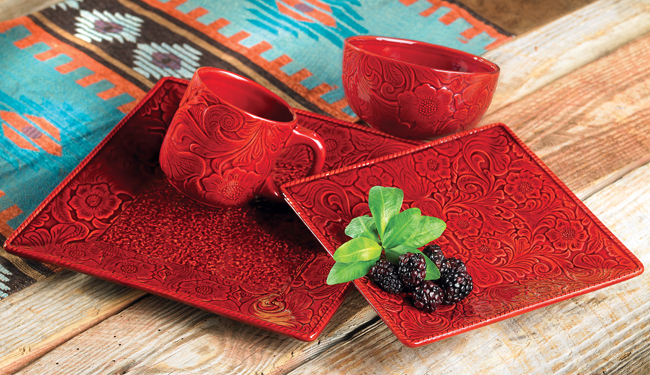 Savannah Red Dinnerware Set, Black Forest Decor