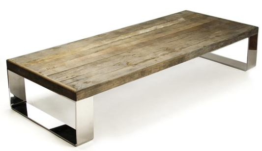 Darren Contemporary Reclaimed Wood Steel Coffee Table, Kathy Kuo Home