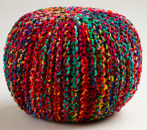 Multicolored Knitted Sari Pouf, World Market
