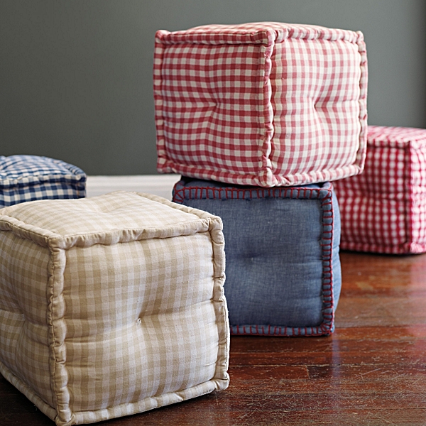 Square Gingham Pouf, Serena & Lily