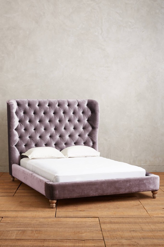  Velvet Tufted Wingback Bed, Anthropologie